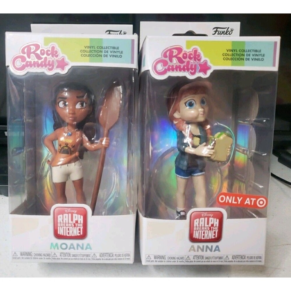 2 Funko Rock Candy Ralph Breaks the Internet Vinyl Figures Moana & Anna ~ Disney